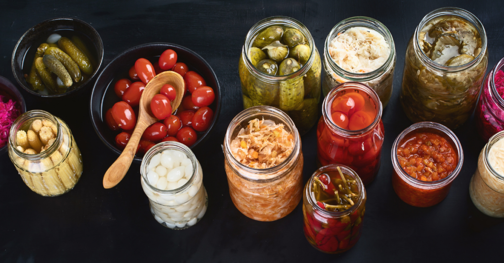 Jars of fermented foods