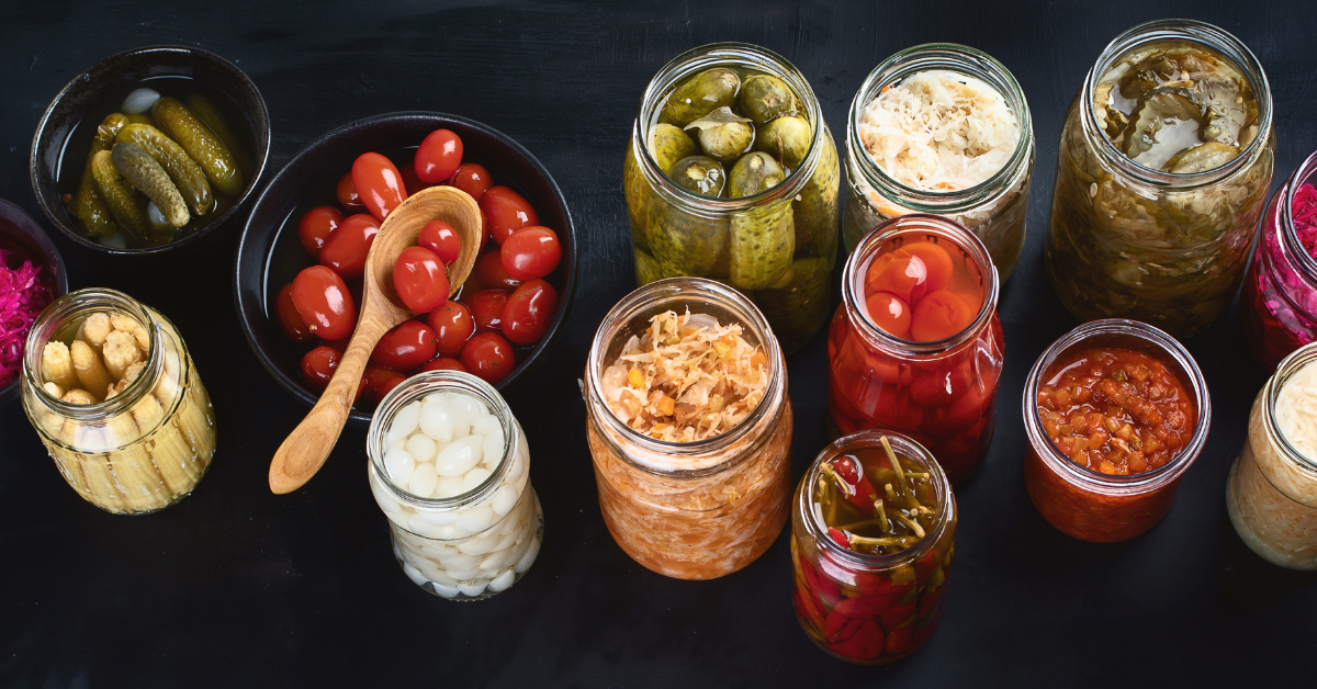 Jars of fermented foods